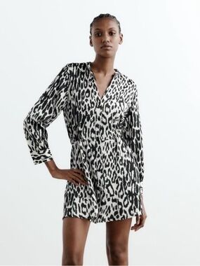 Zara Black and White Leopard Print Dress
